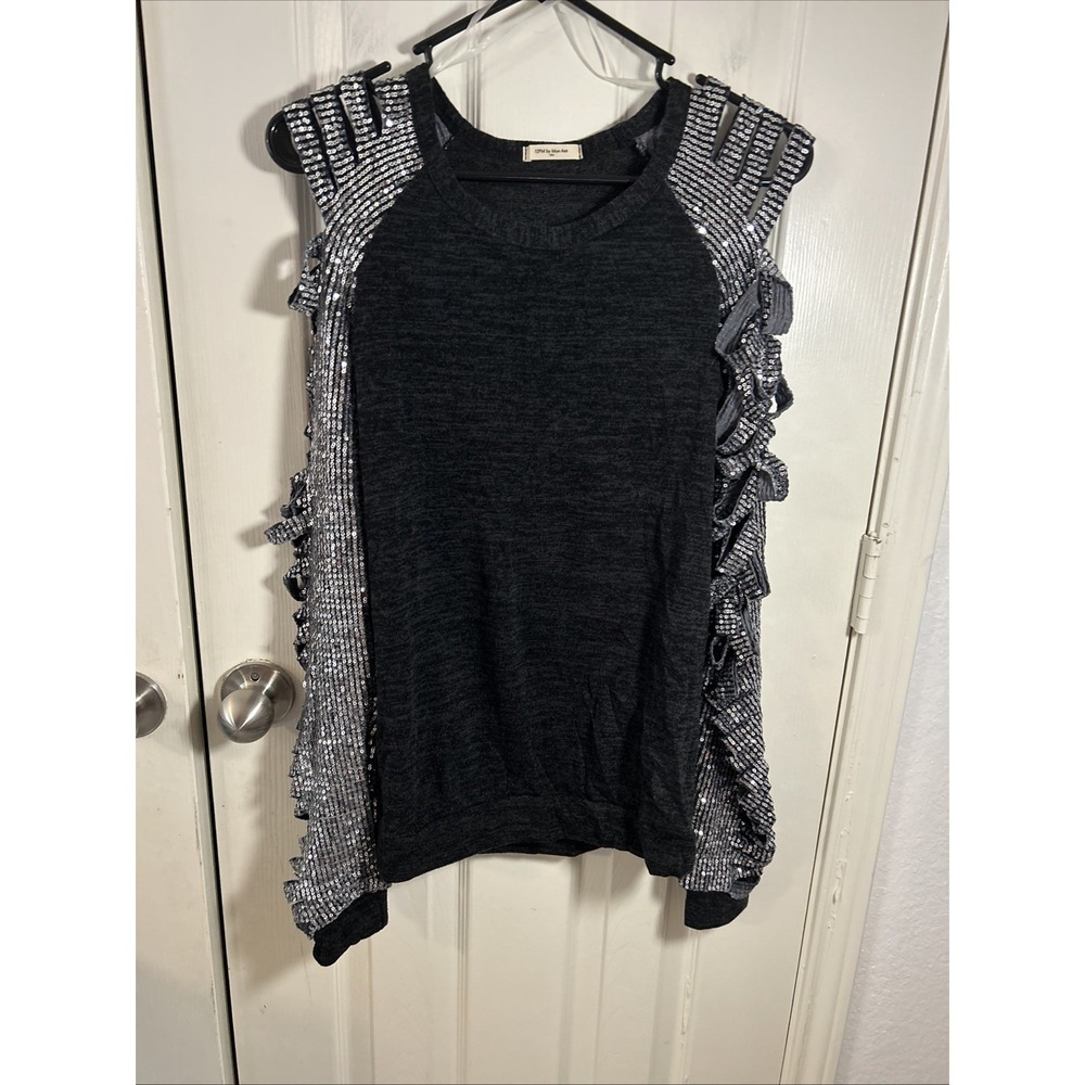 12PM By Mon Ami Top Cold Shoulder Long Sleeve Womens S Sparkle‎